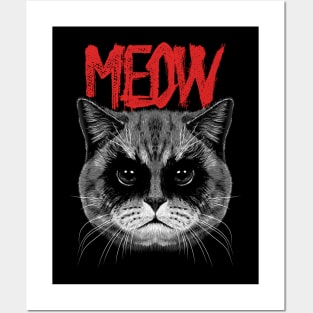 Black Metal Meow Cat Posters and Art